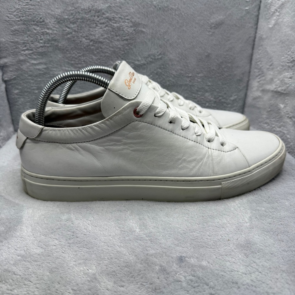 Good Man Brand Men's White Leather Low Top Sneakers Size 9 Made in Italy